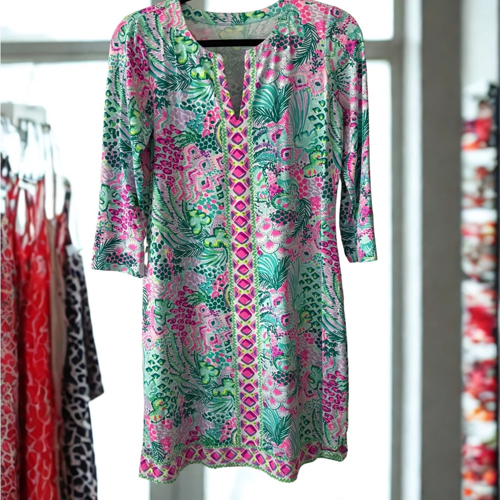 Lilly Pulitzer UPF Pink and Green Tropical Dress
